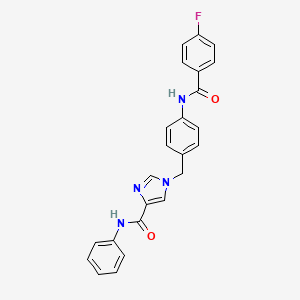 molecular formula C24H19FN4O2 B2698997 1-(4-(4-fluorobenzamido)benzyl)-N-phenyl-1H-imidazole-4-carboxamide CAS No. 1251572-62-9