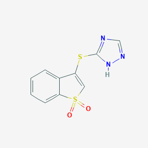 molecular formula C10H7N3O2S2 B269901 3-[(1,1-dioxido-1-benzothien-3-yl)sulfanyl]-4H-1,2,4-triazole 