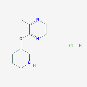 molecular formula C10H16ClN3O B2699011 2-Methyl-3-(piperidin-3-yloxy)pyrazine hydrochloride CAS No. 1420958-13-9