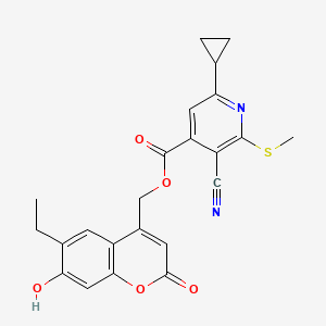 (6-ethyl-7-hydroxy-2-oxo-2H-chromen-4-yl)methyl 3-cyano-6-cyclopropyl-2-(methylsulfanyl)pyridine-4-carboxylate