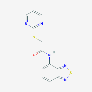 molecular formula C12H9N5OS2 B269902 N-2,1,3-benzothiadiazol-4-yl-2-(pyrimidin-2-ylthio)acetamide 