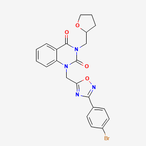 molecular formula C22H19BrN4O4 B2699024 1-((3-(4-bromophenyl)-1,2,4-oxadiazol-5-yl)methyl)-3-((tetrahydrofuran-2-yl)methyl)quinazoline-2,4(1H,3H)-dione CAS No. 1105221-51-9