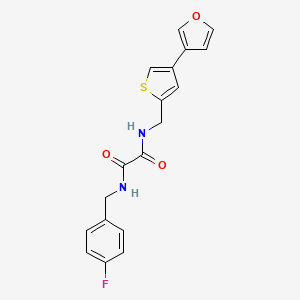 molecular formula C18H15FN2O3S B2699027 N-[(4-Fluorophenyl)methyl]-N'-[[4-(furan-3-yl)thiophen-2-yl]methyl]oxamide CAS No. 2380063-76-1