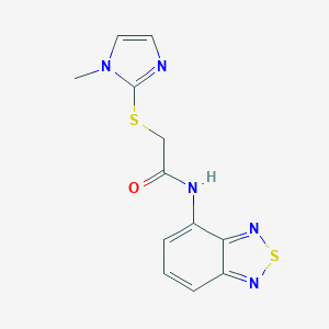 molecular formula C12H11N5OS2 B269903 N-(2,1,3-benzothiadiazol-4-yl)-2-[(1-methyl-1H-imidazol-2-yl)sulfanyl]acetamide 