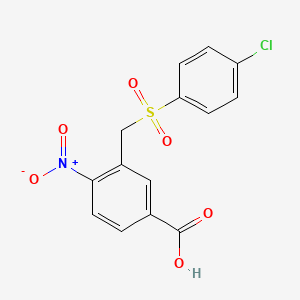 molecular formula C14H10ClNO6S B2699033 3-{[(4-氯苯基)磺酰基]甲基}-4-硝基苯甲酸 CAS No. 339276-54-9