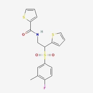 N-(2-((4-fluoro-3-methylphenyl)sulfonyl)-2-(thiophen-2-yl)ethyl)thiophene-2-carboxamide