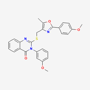 molecular formula C27H23N3O4S B2699039 3-(3-methoxyphenyl)-2-(((2-(4-methoxyphenyl)-5-methyloxazol-4-yl)methyl)thio)quinazolin-4(3H)-one CAS No. 1114827-57-4