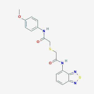 molecular formula C17H16N4O3S2 B269904 2-{[2-(2,1,3-benzothiadiazol-4-ylamino)-2-oxoethyl]sulfanyl}-N-(4-methoxyphenyl)acetamide 