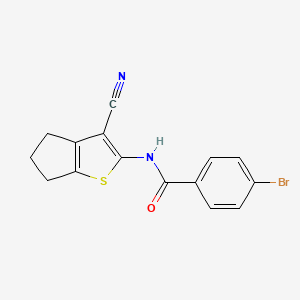 molecular formula C15H11BrN2OS B2699044 4-bromo-N-(3-cyano-5,6-dihydro-4H-cyclopenta[b]thiophen-2-yl)benzamide CAS No. 321945-30-6