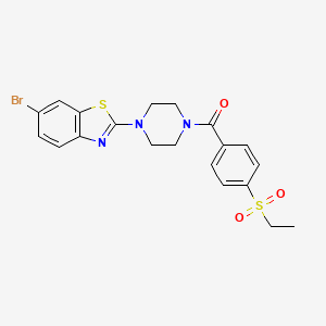 molecular formula C20H20BrN3O3S2 B2699049 (4-(6-溴苯并[d]噻唑-2-基)哌嗪-1-基)(4-(乙基磺酰)苯基)甲酮 CAS No. 886924-50-1