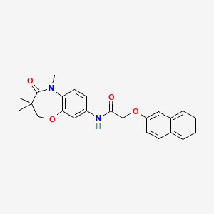 molecular formula C24H24N2O4 B2699053 2-(naphthalen-2-yloxy)-N-(3,3,5-trimethyl-4-oxo-2,3,4,5-tetrahydrobenzo[b][1,4]oxazepin-8-yl)acetamide CAS No. 921587-48-6