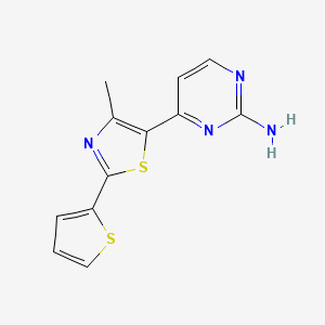 molecular formula C12H10N4S2 B2699060 4-[4-Methyl-2-(thiophen-2-yl)-1,3-thiazol-5-yl]pyrimidin-2-amine CAS No. 263386-01-2
