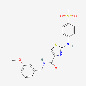 molecular formula C19H19N3O4S2 B2699069 N-(3-methoxybenzyl)-2-((4-(methylsulfonyl)phenyl)amino)thiazole-4-carboxamide CAS No. 1170884-51-1