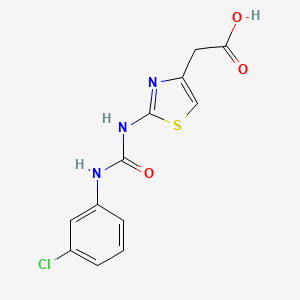 molecular formula C12H10ClN3O3S B2699087 2-[2-[(3-chlorophenyl)carbamoylamino]-1,3-thiazol-4-yl]acetic Acid CAS No. 401637-66-9