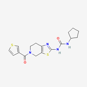 molecular formula C17H20N4O2S2 B2699095 1-Cyclopentyl-3-(5-(thiophene-3-carbonyl)-4,5,6,7-tetrahydrothiazolo[5,4-c]pyridin-2-yl)urea CAS No. 1396814-57-5