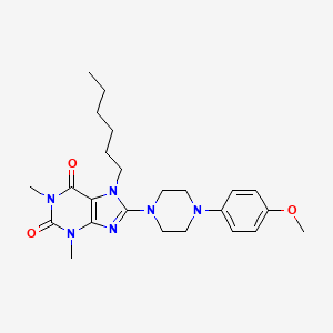 molecular formula C24H34N6O3 B2699105 7-己基-8-(4-(4-甲氧基苯基)哌嗪-1-基)-1,3-二甲基-1H-嘧啶-2,6(3H,7H)-二酮 CAS No. 868143-50-4