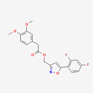 molecular formula C20H17F2NO5 B2699110 (5-(2,4-Difluorophenyl)isoxazol-3-yl)methyl 2-(3,4-dimethoxyphenyl)acetate CAS No. 1021093-60-6