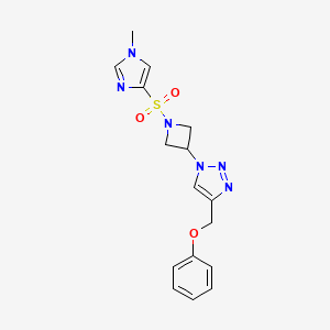 molecular formula C16H18N6O3S B2699115 1-(1-((1-甲基-1H-咪唑-4-基)磺酰)氮杂环丁烷-3-基)-4-(苯氧甲基)-1H-1,2,3-三唑 CAS No. 2034341-53-0