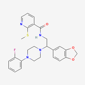 N-(2-(benzo[d][1,3]dioxol-5-yl)-2-(4-(2-fluorophenyl)piperazin-1-yl)ethyl)-2-(methylthio)nicotinamide