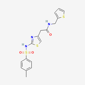 2-(2-(4-methylphenylsulfonamido)thiazol-4-yl)-N-(thiophen-2-ylmethyl)acetamide