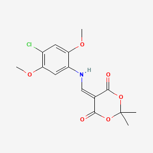 molecular formula C15H16ClNO6 B2699136 5-(((4-Chloro-2,5-dimethoxyphenyl)amino)methylene)-2,2-dimethyl-1,3-dioxane-4,6-dione CAS No. 370850-05-8