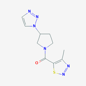molecular formula C10H12N6OS B2699137 (3-(1H-1,2,3-triazol-1-yl)pyrrolidin-1-yl)(4-methyl-1,2,3-thiadiazol-5-yl)methanone CAS No. 1795458-11-5