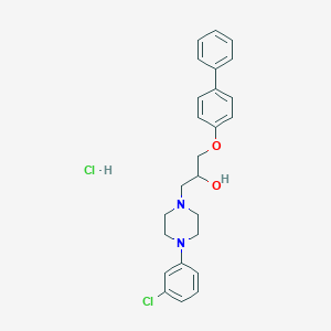 molecular formula C25H28Cl2N2O2 B2699151 1-([1,1'-联苯基]-4-氧基)-3-(4-(3-氯苯基)哌嗪-1-基)丙烷-2-醇盐酸盐 CAS No. 1215584-19-2