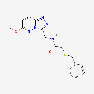 molecular formula C16H17N5O2S B2699155 2-(苄硫基)-N-((6-甲氧基-[1,2,4]三嗪[4,3-b]吡啶并-3-基)甲基)乙酰胺 CAS No. 2034371-40-7