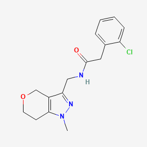 molecular formula C16H18ClN3O2 B2699156 2-(2-氯苯基)-N-((1-甲基-1,4,6,7-四氢吡喃并[4,3-c]吡唑-3-基)甲基)乙酰胺 CAS No. 1798029-08-9