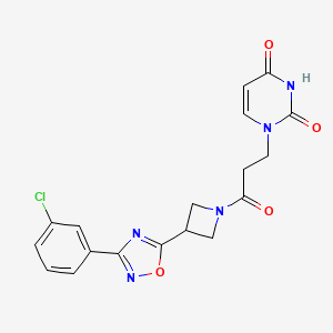 molecular formula C18H16ClN5O4 B2699165 1-(3-(3-(3-(3-chlorophenyl)-1,2,4-oxadiazol-5-yl)azetidin-1-yl)-3-oxopropyl)pyrimidine-2,4(1H,3H)-dione CAS No. 1351658-18-8