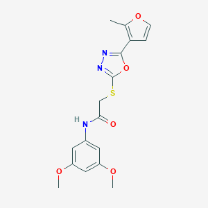 molecular formula C17H17N3O5S B269917 N-(3,5-dimethoxyphenyl)-2-{[5-(2-methyl-3-furyl)-1,3,4-oxadiazol-2-yl]sulfanyl}acetamide 