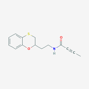 molecular formula C14H15NO2S B2699174 N-[2-(2,3-Dihydro-1,4-benzoxathiin-2-yl)ethyl]but-2-ynamide CAS No. 2411267-99-5