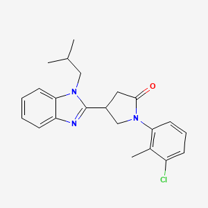 molecular formula C22H24ClN3O B2699191 1-(3-chloro-2-methylphenyl)-4-(1-isobutyl-1H-benzo[d]imidazol-2-yl)pyrrolidin-2-one CAS No. 847394-49-4