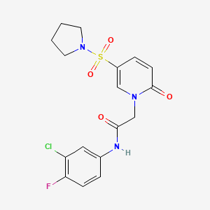 N-(3-chloro-4-fluorophenyl)-2-(2-oxo-5-pyrrolidin-1-ylsulfonylpyridin-1-yl)acetamide
