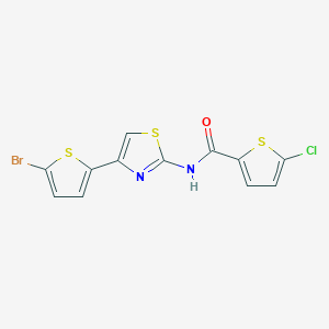 molecular formula C12H6BrClN2OS3 B2699197 N-(4-(5-bromothiophen-2-yl)thiazol-2-yl)-5-chlorothiophene-2-carboxamide CAS No. 391229-45-1