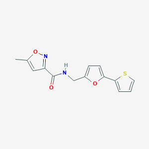 molecular formula C14H12N2O3S B2699200 5-methyl-N-((5-(thiophen-2-yl)furan-2-yl)methyl)isoxazole-3-carboxamide CAS No. 2034599-60-3