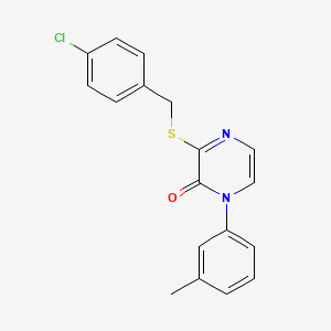 molecular formula C18H15ClN2OS B2699202 3-((4-chlorobenzyl)thio)-1-(m-tolyl)pyrazin-2(1H)-one CAS No. 932350-97-5