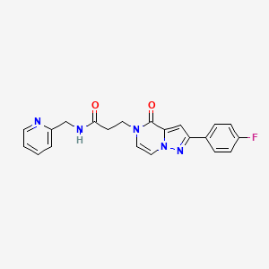 molecular formula C21H18FN5O2 B2699205 3-[2-(4-fluorophenyl)-4-oxopyrazolo[1,5-a]pyrazin-5(4H)-yl]-N-(pyridin-2-ylmethyl)propanamide CAS No. 1326887-30-2