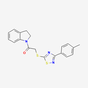 molecular formula C19H17N3OS2 B2699217 1-(吲哚啉-1-基)-2-((3-(对甲苯)-1,2,4-噻二唑-5-基)硫基)乙酮 CAS No. 864917-01-1