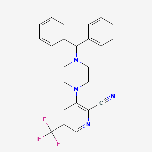 molecular formula C24H21F3N4 B2699226 3-(4-Benzhydrylpiperazino)-5-(trifluoromethyl)-2-pyridinecarbonitrile CAS No. 338968-22-2