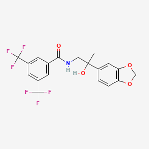 molecular formula C19H15F6NO4 B2699228 N-(2-(苯并[d][1,3]二氧杂环己烷-5-基)-2-羟基丙基)-3,5-二(三氟甲基)苯甲酰胺 CAS No. 1396773-48-0