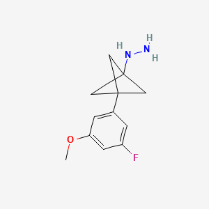 molecular formula C12H15FN2O B2699235 [3-(3-Fluoro-5-methoxyphenyl)-1-bicyclo[1.1.1]pentanyl]hydrazine CAS No. 2287288-17-7
