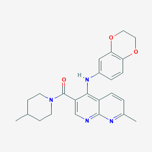 molecular formula C24H26N4O3 B2699240 N-(2,3-dihydro-1,4-benzodioxin-6-yl)-7-methyl-3-(4-methylpiperidine-1-carbonyl)-1,8-naphthyridin-4-amine CAS No. 1251677-80-1