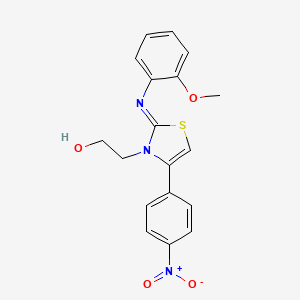 molecular formula C18H17N3O4S B2699245 (Z)-2-(2-((2-methoxyphenyl)imino)-4-(4-nitrophenyl)thiazol-3(2H)-yl)ethanol CAS No. 905763-84-0