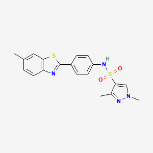 molecular formula C19H18N4O2S2 B2699247 1,3-dimethyl-N-(4-(6-methylbenzo[d]thiazol-2-yl)phenyl)-1H-pyrazole-4-sulfonamide CAS No. 899233-48-8
