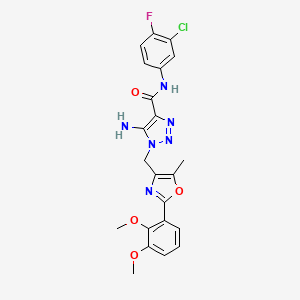 molecular formula C22H20ClFN6O4 B2699249 5-amino-N-(3-chloro-4-fluorophenyl)-1-{[2-(2,3-dimethoxyphenyl)-5-methyl-1,3-oxazol-4-yl]methyl}-1H-1,2,3-triazole-4-carboxamide CAS No. 1112434-00-0