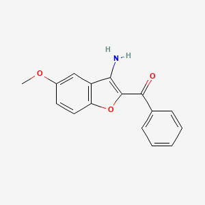 molecular formula C16H13NO3 B2699254 (3-Amino-5-methoxy-benzofuran-2-yl)-phenyl-methanone CAS No. 328276-62-6