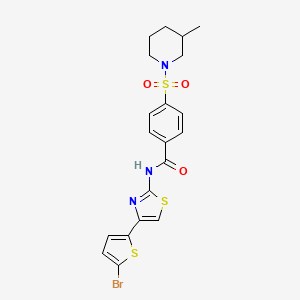 molecular formula C20H20BrN3O3S3 B2699272 N-(4-(5-bromothiophen-2-yl)thiazol-2-yl)-4-((3-methylpiperidin-1-yl)sulfonyl)benzamide CAS No. 683263-48-1