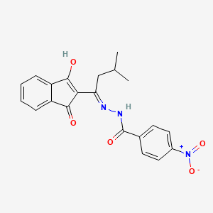 (E)-N'-(1-(3-hydroxy-1-oxo-1H-inden-2-yl)-3-methylbutylidene)-4-nitrobenzohydrazide