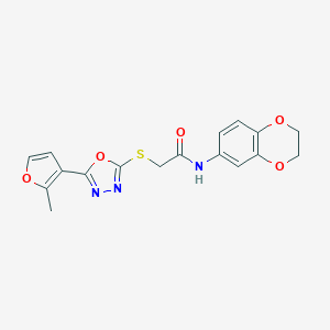 molecular formula C17H15N3O5S B269928 N-(2,3-dihydro-1,4-benzodioxin-6-yl)-2-{[5-(2-methyl-3-furyl)-1,3,4-oxadiazol-2-yl]sulfanyl}acetamide 